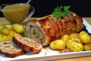 Lomo de cerdo relleno: delicioso y jugoso con carne molida